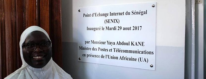 August: Mme. Khoudia Gueye at the launch of the SENIX IXP, Dakar, Sénégal