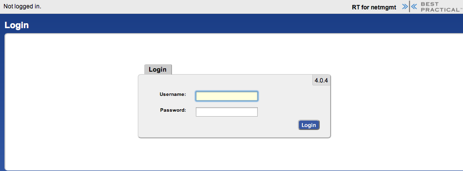 Login screen