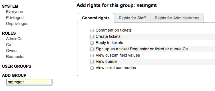 Add rights to group
