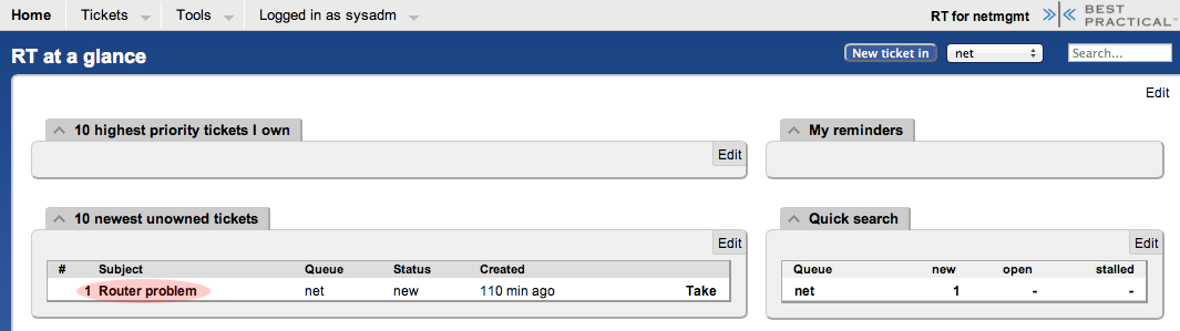 Main page - ticket overview