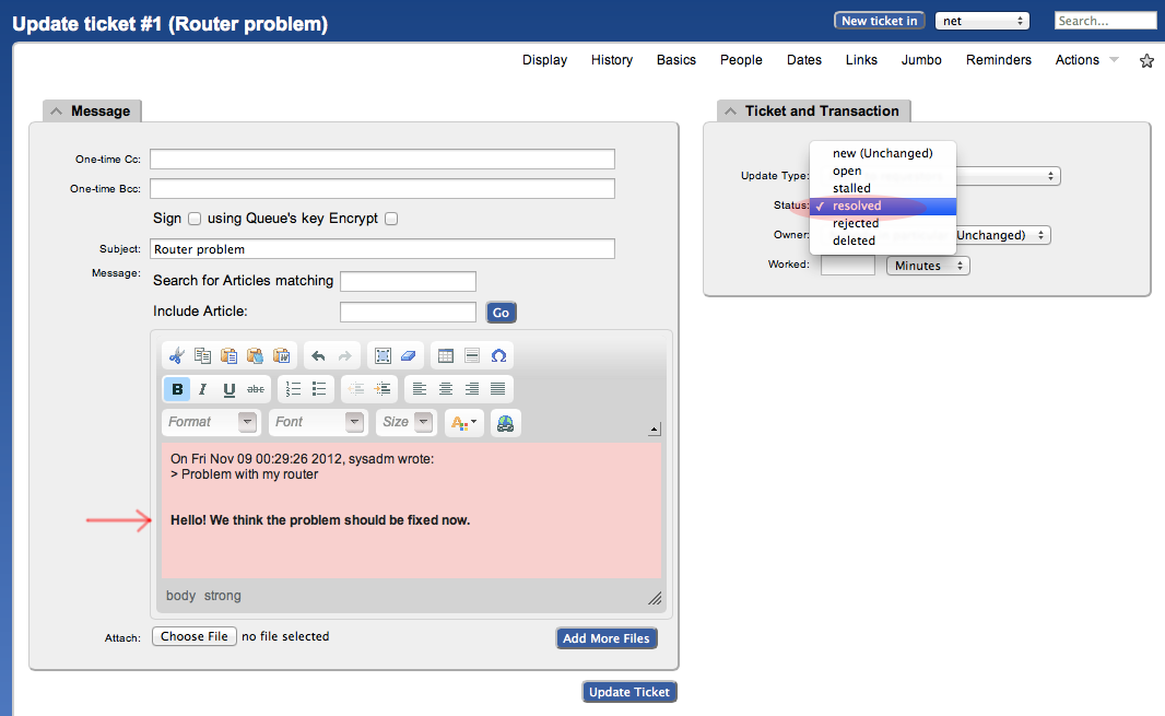 Replying to ticket