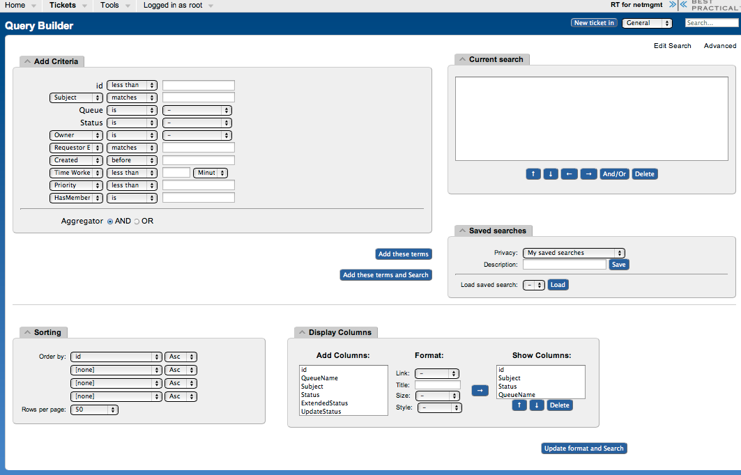 Ticket search form