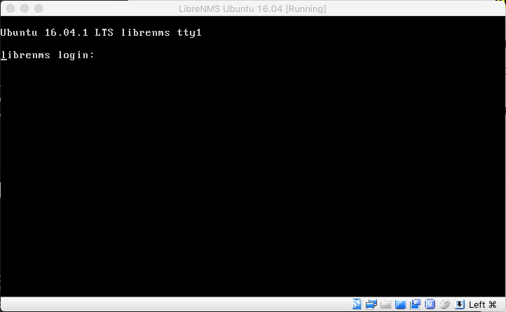 LibreNMS Virtual Machine Text Console