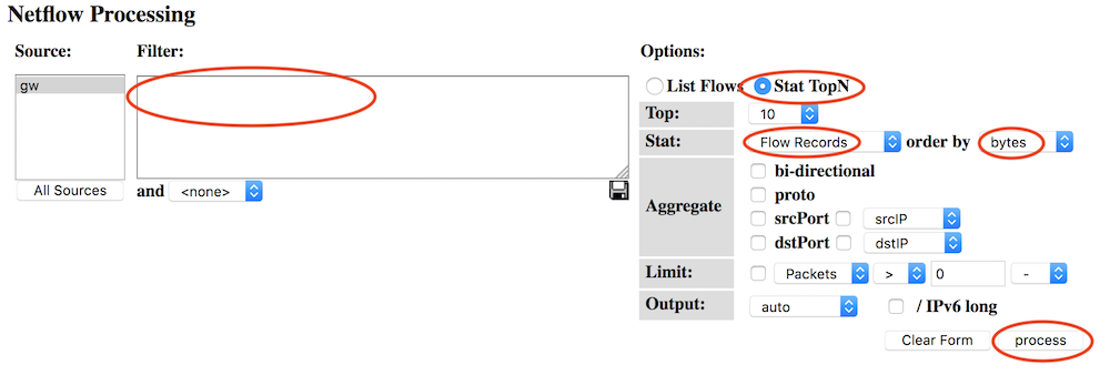 Find top flows by bytes