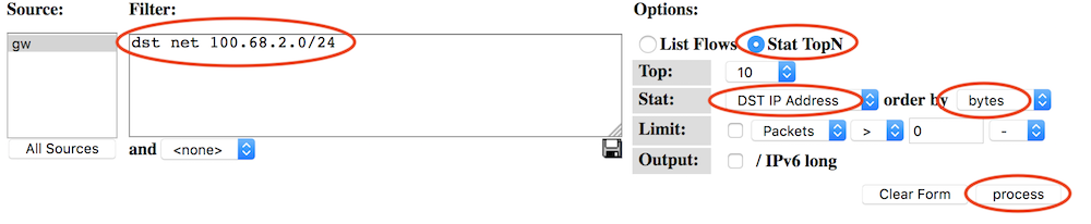 Flows to local network, grouped by DST IP Address