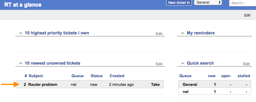Main page - ticket overview