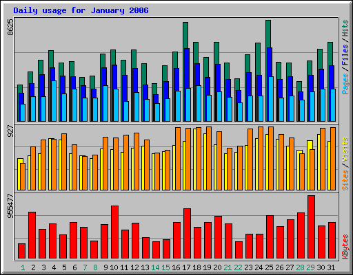 Daily usage for January 2006
