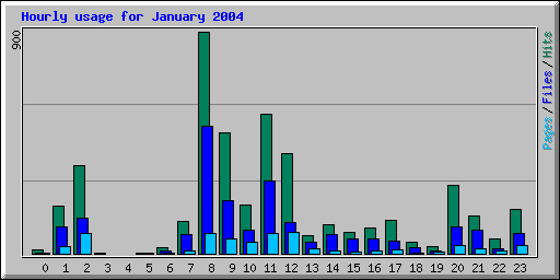 Hourly usage for January 2004