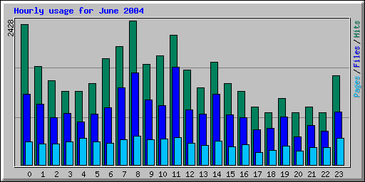 Hourly usage for June 2004