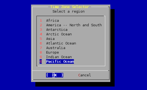 Select Your Region for Time Zone