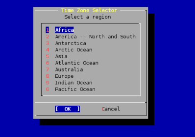 Select Your Region for Time Zone