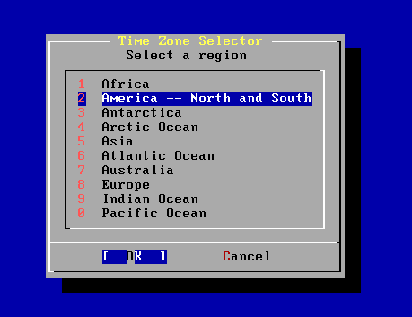 Select Your Region for Time Zone