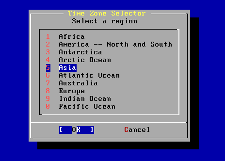 Select Your Region for Time Zone